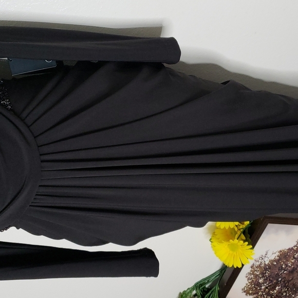 NEW Adrianna Papell Black Sequin Maxi Dress Tall Elegant Luxury Celeb Style - Picture 5 of 16